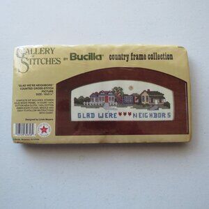 “Glad We Are Neighbors” Gallery of Stitches by Bucilla Country Frame collection